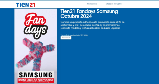 Hasta 200€ de reembolso enTien21 Fandays Samsung
