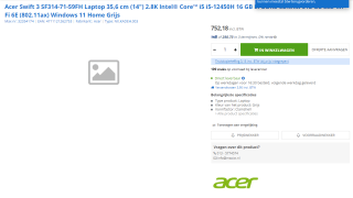 Acer Swift 3 SF314-71-59FH voor €752,19