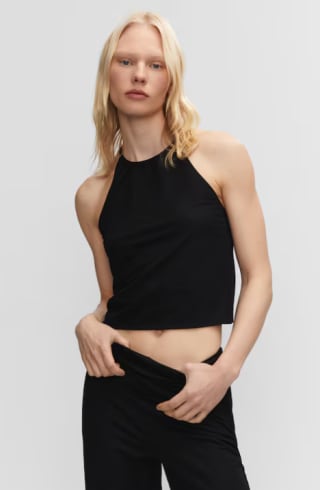 Zwarte Gebreide haltertop voor €1,99