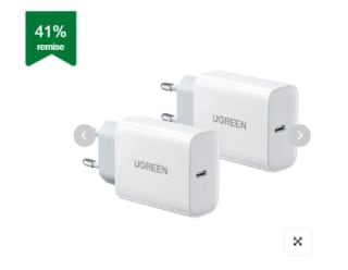 Lot de 2 chargeurs Ugreen - USB-C + USB-A, 20W à 16,82€