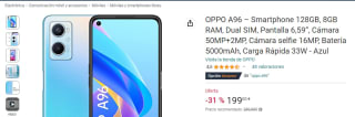 OPPO A96 de 8GB/128GB por 199€