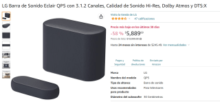 LG Barra de Sonido Eclair QP5 a $5,890 en Amazon