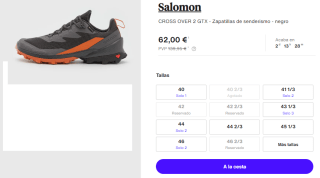 Zapatillas de Trekking para Hombre Salomon CROSS OVER 2 GTX por 62€