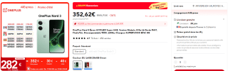 Smartphone 6.74" OnePlus Nord 3 AMOLED de 16/256Go à 352,62€