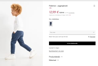 Pokemon joggingbroek en vest vanaf €12,99 bij de C&A