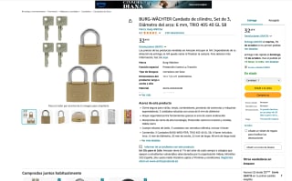 BURG-WÄCHTER Candado de cilindro Set de 3 Diámetro del arco: 6 mm TRIO 405 40 GL SB por 32,49€