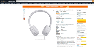 Fone de Ouvido da JBL, modelo Tune 500 On Ear - R$ 119
