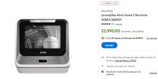 Lavavajillas Atvio Home 2 Servicios WQP4-2601GY por $2,990 en Walmart
