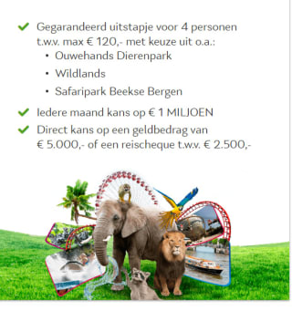 Bij meespelen vriendenloterij uitstapje voor 4 personen naar dierentuin naar keuze