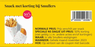 50% korting bij Smullers dmv coupon
