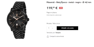 Reloj de Hombre Maserati Época - metal - negro - Ø: 42 mm por 119.9€