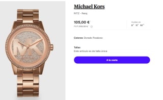 Michael Kors Reloj para Mujer RITZ por 105€