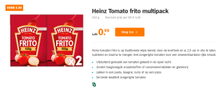 Heinz Tomato Frito multipack voor €0,99 bij AH
