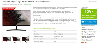 Acer Nitro ED242QRAbidpx - Monitor voor €129 bij Megekko