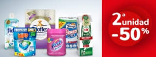-50% de Descuento en la Segunda Unidad Droguería y Limpieza Carrefour.