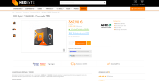 Procesador AMD Ryzen 7 7800X3D AM5 por solo 367,90€
