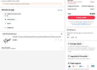 Conjunto de jardín de 4 piezas 2 sillas + sofá + mesa ELECSAN por solo 95,86€