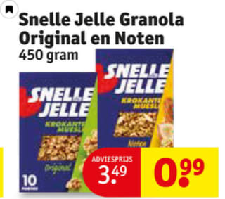 Snelle Jelle Original of Noten Krokante Muesli voor €0,99 bij Kruidvat
