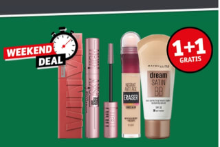 Weekend deals bij Kruidvat MAYBELLINE MAKE-UP 1+1 GRATIS