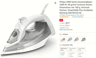 Philips 5000 Series DST5010/10 - Stoomstrijkijzer - Grijs voor €37,99 bij Amazon