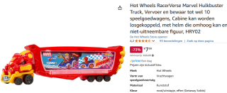 Hot Wheels RACERVERSE Hulkbuster Truck voor €7,99 bij Amazon
