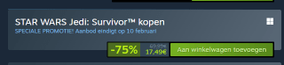 Star Wars Jedi: Survivor voor €17,49 via Steam