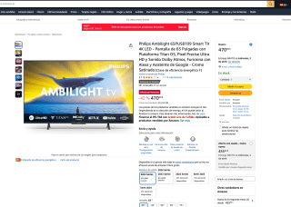 Smart TV Philips Ambilight 65PUS8109 4K LED 65" con Plataforma Titan OS, Pixel Precise Ultra HD Sonido Dolby Atmos Alexa y Google por 470€