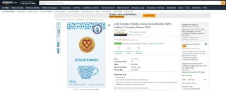 Café Torrado e Moído a Vácuo Descafeinado com 5 uni - R$ 68,17