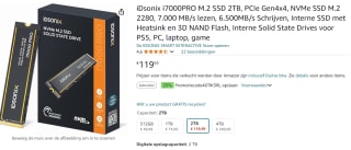 iDsonix i7000PRO M.2 SSD 2TB, PCIe Gen4x4, NVMe SSD voor €91,50 bij Amazon