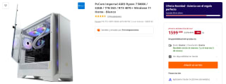 Ordenador PcCom Imperial AMD Ryzen 7 5800X / 32GB / 1TB SSD / RTX 4070 + Windows 11 Home - Blanco por 159€