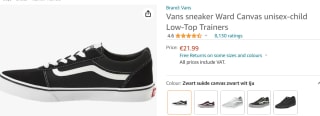 Vans Ward Canvas kids sneakers voor €21,99 bij Amazon.nl