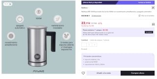 Espumador De Leche 500W con revestimiento antiadherente y apagado automático MyWave ESP-500 por 16.6€