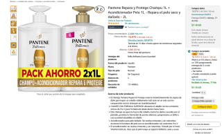 Pantene Repara y Protege Champu 1L + Acondicionador Pelo 1L por solo 16,09€