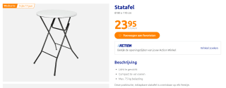 Statafel Ø 80 x 110 cm voor €23,95 bij de Action