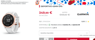 Reloj Garmin 6S Pro 42mm por 349,99€