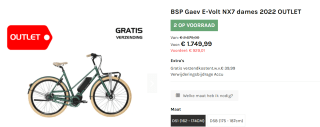 BSP Gaev E-Volt NX7 dames e-bike voor €1.749 bij Hetzwartefietsenplan