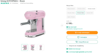 Smeg ECF01PKEU - Roze voor €199 bij Art & Craft en Bol.