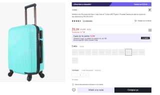 Maleta de Cabina 4 Ruedas de Viaje Semirigida 21.25€ (Cuenta Nueva 12.75€)