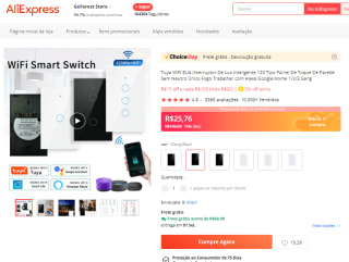 Interruptor de Luz Smart Wi-Fi da Tuya Touch - R$ 25,76