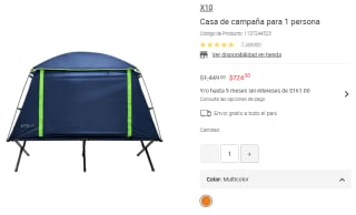 Tienda de Campaña para 1 Persona por $725 | Descuento Liverpool