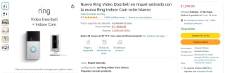 Descuento Amazon: Ring Video Doorbell + Indoor Cam por $1,998