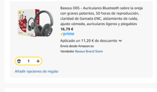 Baseus D05 Auriculares Bluetooth 50 horas reproducción, claridad llamada ENC por 16,79€