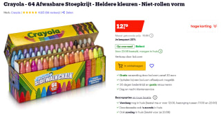 Crayola - 64 Afwasbare Stoepkrijt - Heldere kleuren - Niet-rollen vorm