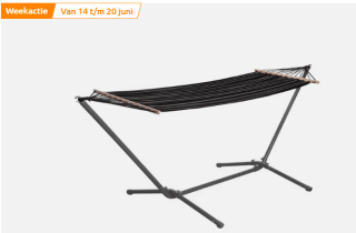 Hangmat met frame 290 x 100 cm voor €39,95 bij de Action