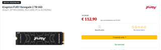 Kingston Fury Renegade 2TB SSD voor €112,90 bij Alternate