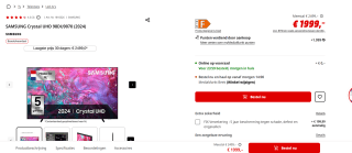 SAMSUNG Crystal UHD 98DU9070 (2024) voor €1.999 bij de Mediamarkt