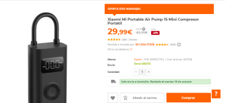 Compresor portátil Xiaomi Mi Portable Air Pump 1S por 29.99€
