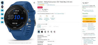 Reloj Garmin Forerunner 255 Tidal Blue 45mm por $5,161 en Amazon