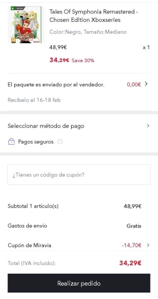 Tales Of Symphonia Remastered - Chosen Edition Xbox One por 34,29€.