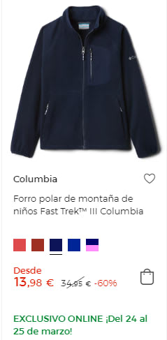 Hasta 60% dto en prendas Columbia